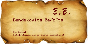 Bendekovits Beáta névjegykártya