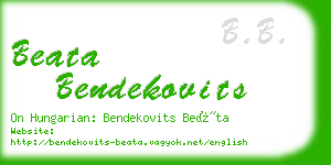 beata bendekovits business card